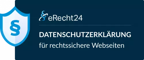 Siegel von eRecht24 für rechtssichere Websites